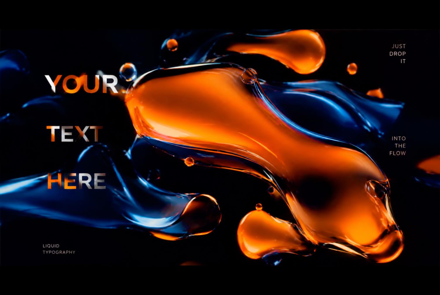 Orange and blue liquid shapes