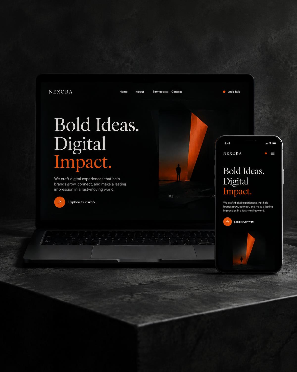 Website on laptop and phone